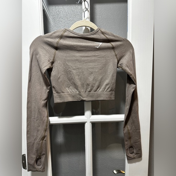 NWT Gymshark VITAL SEAMLESS 2.0 LONG SLEEVE CROP TOP-Brown - Picture 4 of 10